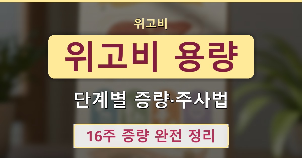 위고비 용량 - 단계별 증량·주사법 가이드