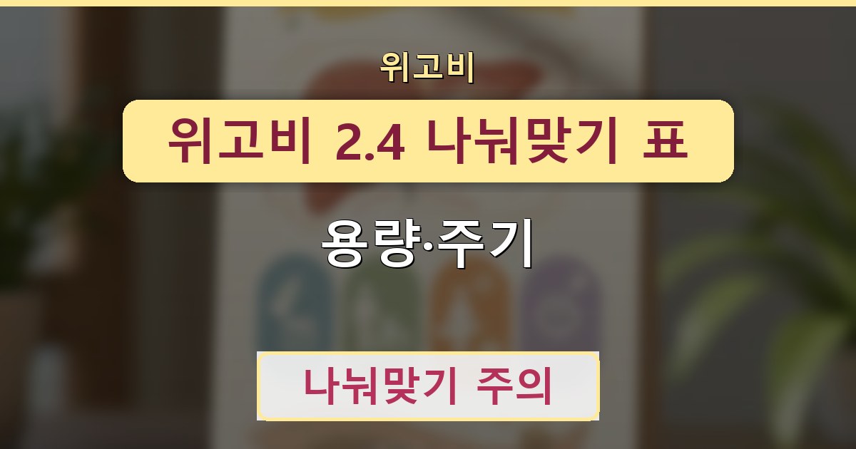 위고비 2.4 나눠맞기 표 - 용량·주기 가이드